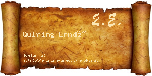 Quiring Ernő névjegykártya